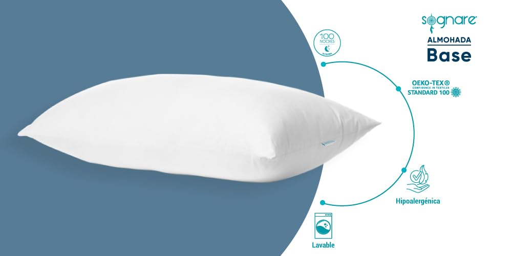 Almohadas Sognare Blanco Relleno Semi Firme de Microfibras de Gel Tecnología Softy Touch 2 Pack Tamaño Estándar