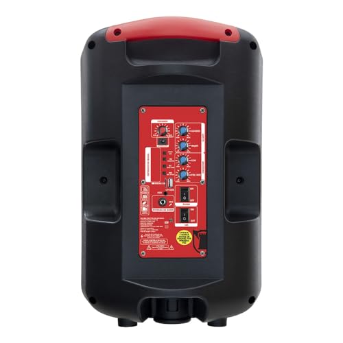 Kaiser Bocina Bluetooth de 8 Pulgadas con Luz Tipo Flama, KSR-Link, Recargable, FM, USB, Micro SD, Aux, Grabación, Micrófono Alámbrico, Control Remoto, Potencia 20W RMS KSW-1108