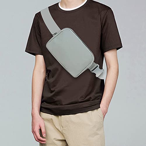 Cangurera Deportiva, Riñoneras Deportiva con Tela Impermeable de Amplia Capacidad, Bolsas de Crossbody Cinturón de Viaje de Seguridad para Pasaporte, Efectivo y Tarjetas,Cinturón Ajustable (Gris)