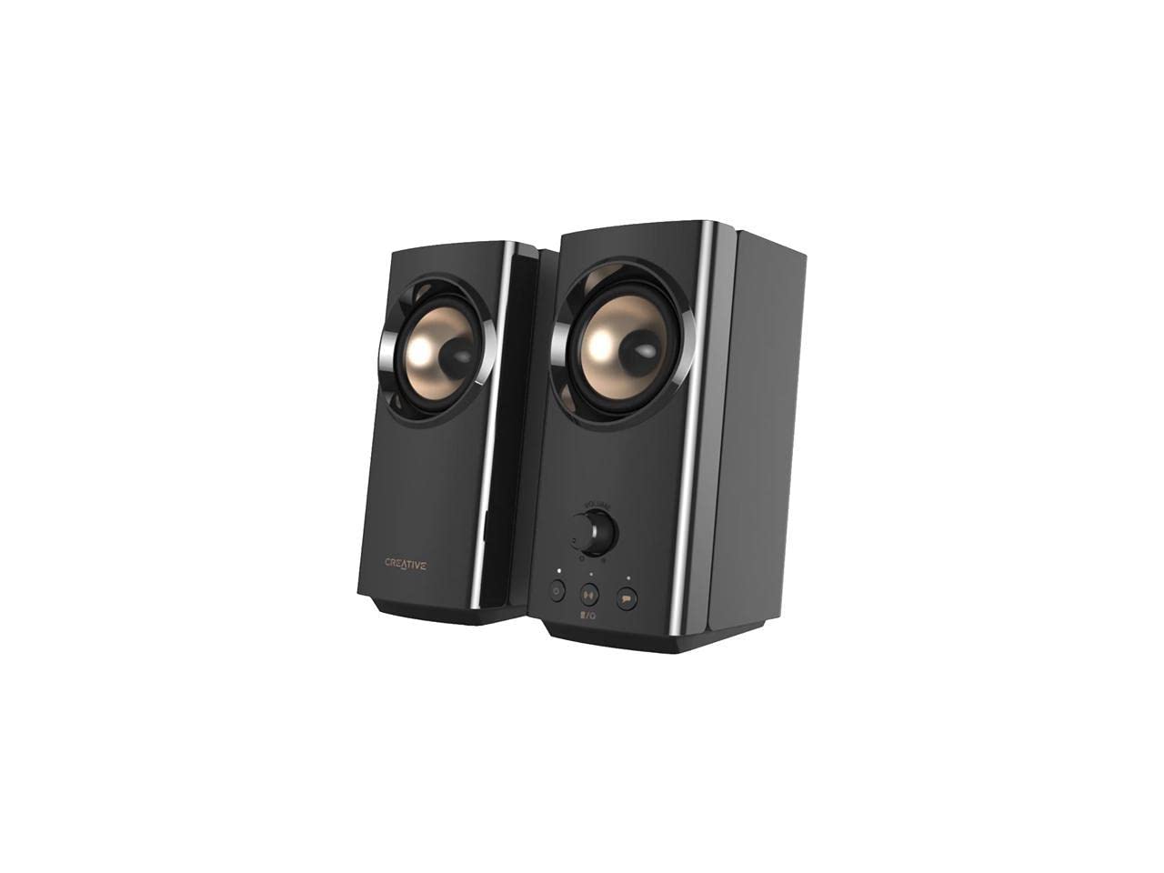 Creative T60 2.0 Altavoces de Escritorio compactos Hi-Fi con diálogo Claro y Envolvente por Sound Blaster, Bluetooth 5.0, hasta 60 W de Potencia máxima, para Ordenadores y portátiles