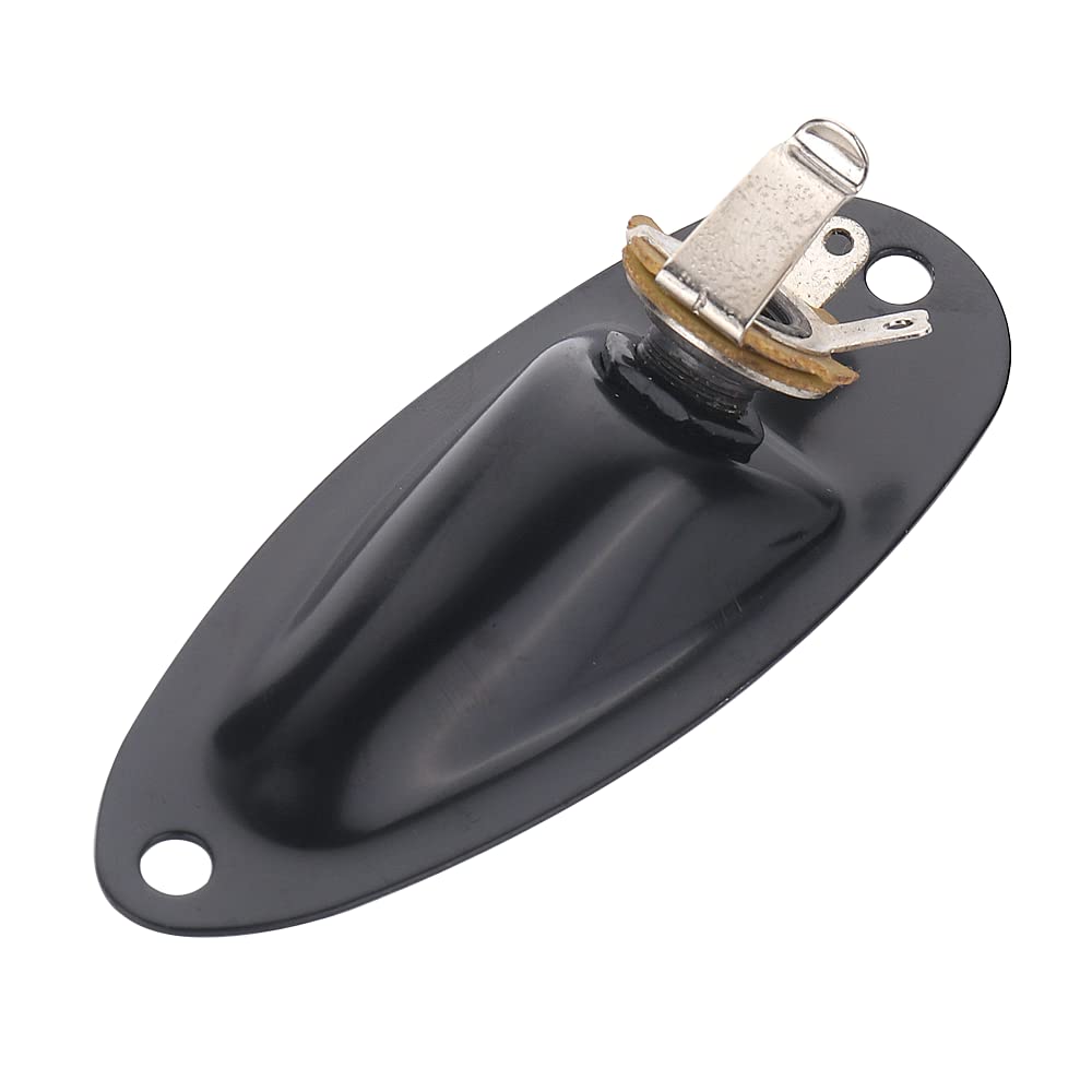 XIYANGJUAN - Conector de entrada para guitarra, color negro, estilo barco, 1/4 pulgadas, con carga, salida de guitarra, casquillo de placa para Fender Strat Stratocaster guitarra eléctrica (negro)