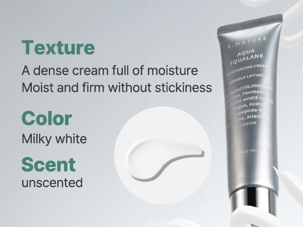 S.NATURE CREMA HIDRATANTE AQUA SQUALANE 60 ml, Hidratante, diaria, calmante, hidratante, nutritiva, elimina poros y sebo, 2.03 fl oz