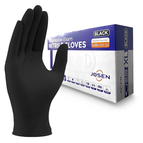 Guantes Desechables de Nitrilo Vinil Alta Calidad Negro Ajuste Perfecto Resistentes Sin Látex Sin Polvo Ambidiestros