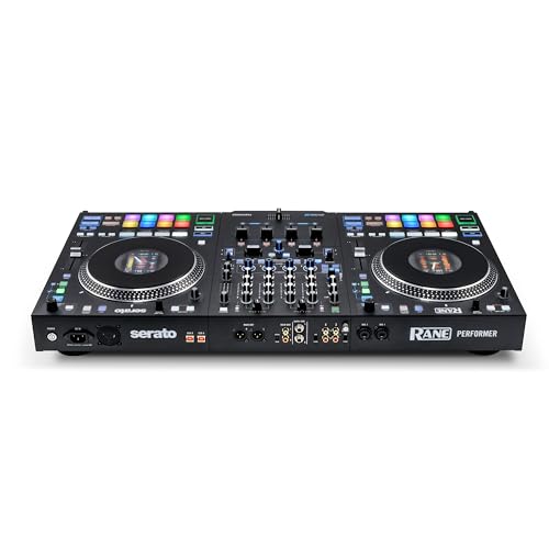 Controlador DJ Rane Performer Negro Motorizado 4 Canales con Platos 7" Displays Faders Precision Feel Stems FX Avanzado Serato DJ Pro