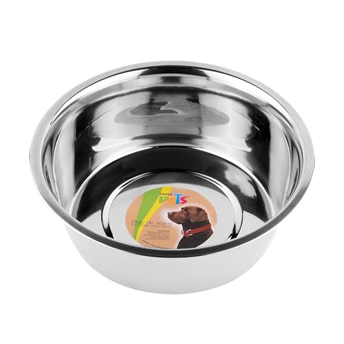 Fancy Pets Plato de Acero Inoxidable Antiderrapante para Perro con 96 Onzas o 2.7 Kilos