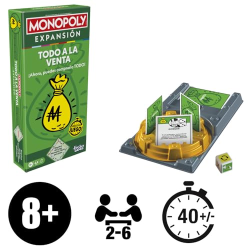 Hasbro Gaming Juego de Mesa Monopoly EXPANSIÓN Todo a la Venta, Añade al clásico Juego de Mesa Monopoly, Juegos Familiares, Edad 8+, 40 Minutos.