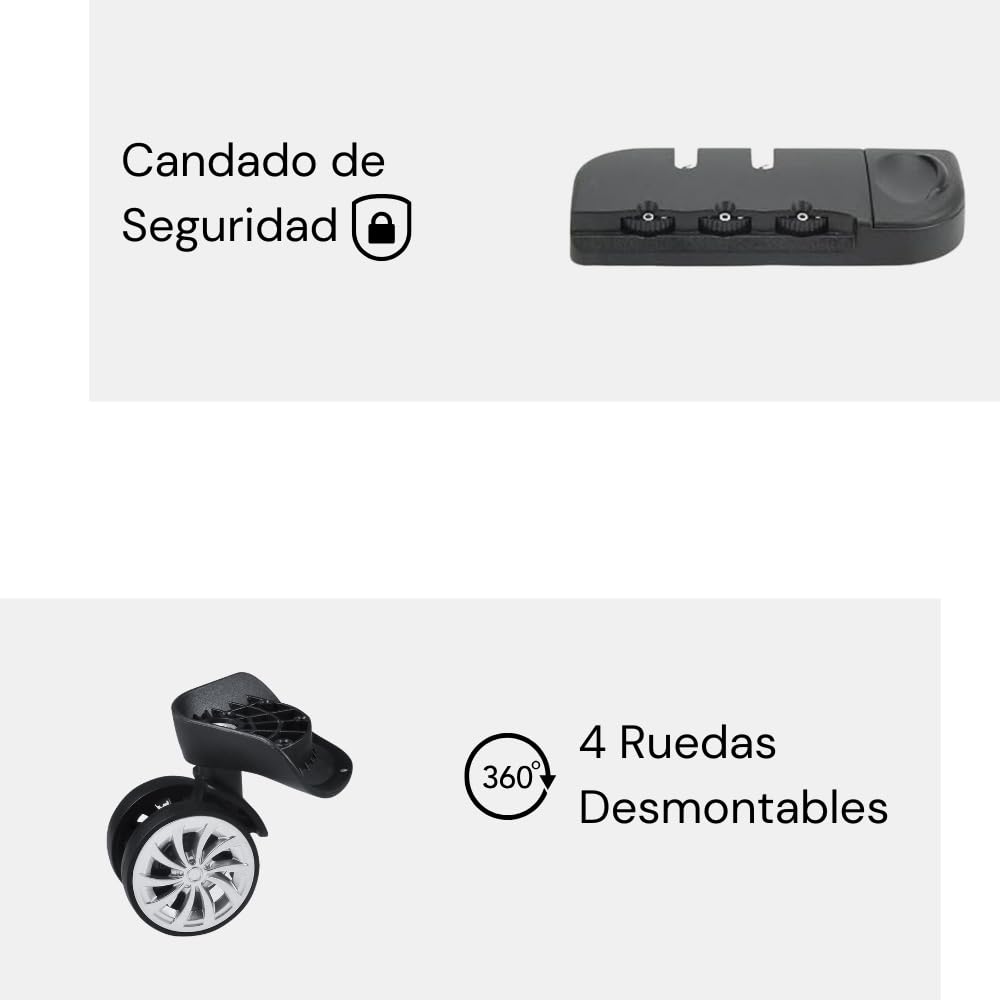 Maleta de Mano JONY Carry On Rigida Resistente Ruedas Giratorias 360 Mango Expandible ABS Candado de Seguridad (Rosa Claro)