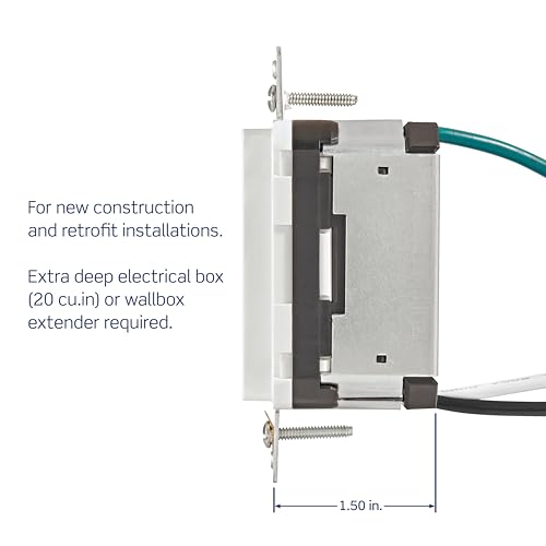 Leviton T5634-W 60W (20V a 2.5A+ 5V a 2A) Cargador USB de Doble Tipo A/Tipo-C para Entrega de energía en la Pared con Toma de 15A Resistente a manipulaciones, Cargador USB para Smartphones, tabletas,