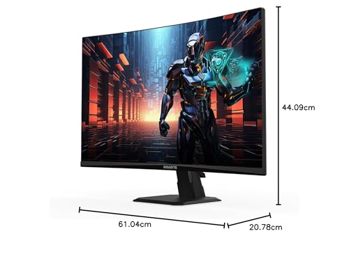 GIGABYTE GS27QC Monitor Curvado para Juegos de 27 Pulgadas 165Hz 1440P, visualización de 2560 x 1440 VA 1500R, Tiempo de Respuesta de 1 ms (MPRT), Listo para HDR, FreeSync Premium, 1 Puerto de