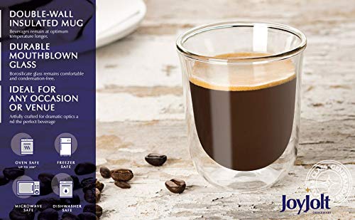 Vasos de Café Expreso JoyJolt Doble Pared 2 Onzas Juego de 4