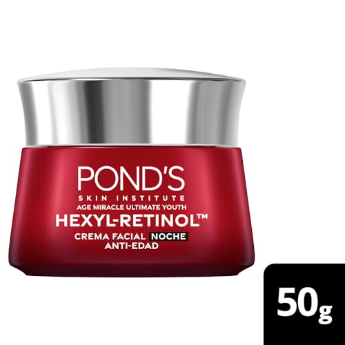 PONDS Crema Facial Antiedad Noche Age Miracle Ultimate Youth con Hexyl-Retinol para piel más firme, luminosa y joven, disminuye las líneas de expresión y las manchas 50 g