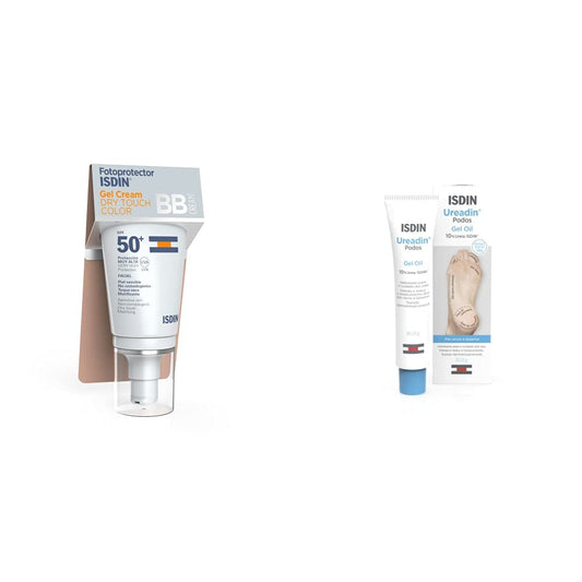 Isdin Fotoprotector spf 50+ Gel Crema Dry Touch C + Ureadin Podos Gel Oil, Repara e hidrata los pies secos y agrietados, 75ml