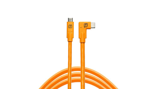 Cable TetherPro Tether Tools naranja USB-C a USB-C ángulo recto