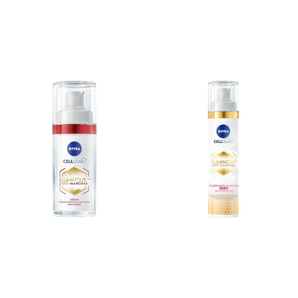 NIVEA LUMINOUS630 Anti-manchas. Serum Facial Anti-Edad 30 ml + Fluido Facial Aclarador de Piel FPS50 40 ml