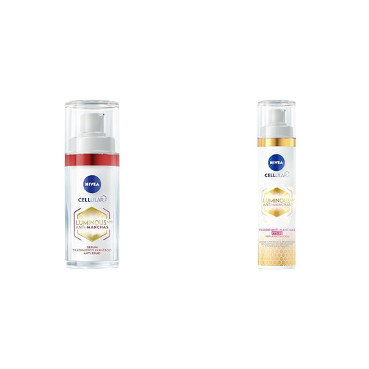 NIVEA LUMINOUS630 Anti-manchas. Serum Facial Anti-Edad 30 ml + Fluido Facial Aclarador de Piel FPS50 40 ml