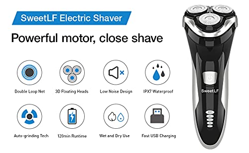 Afeitadora Eléctrica SweetLF Negra Recargable Impermeable 3D para Hombre