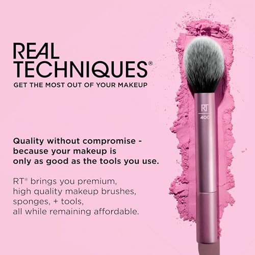 Real Techniques, Everyday Essentials, Set de Brochas de Maquillaje con Esponja Multifuncional, Kit de Accesorios Esenciales, Juego de Brochas para Maquillar Ojos, Mejillas y Rostro, 5 piezas