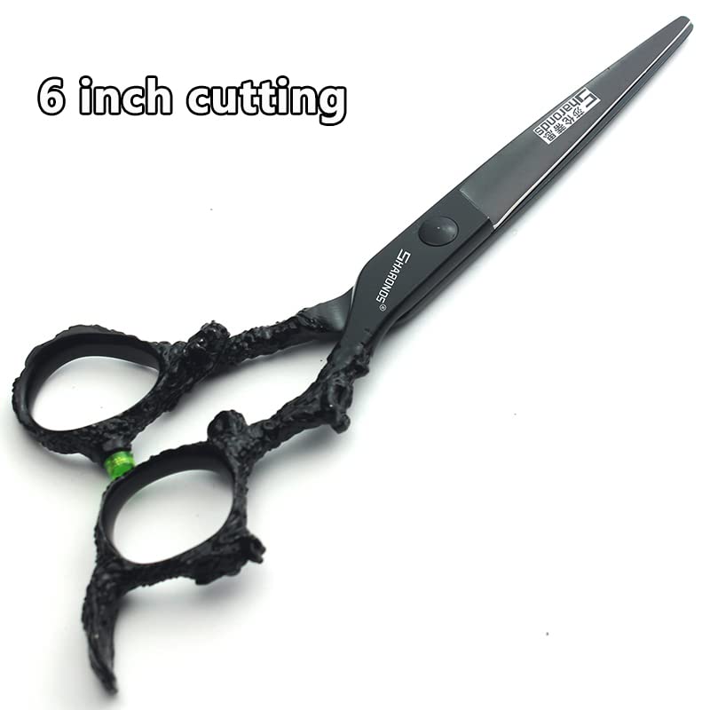 6 inch hair stylist barber scissors black plate dragon 440C hairdressing cutting scissors+thinning scissors (2pcs)