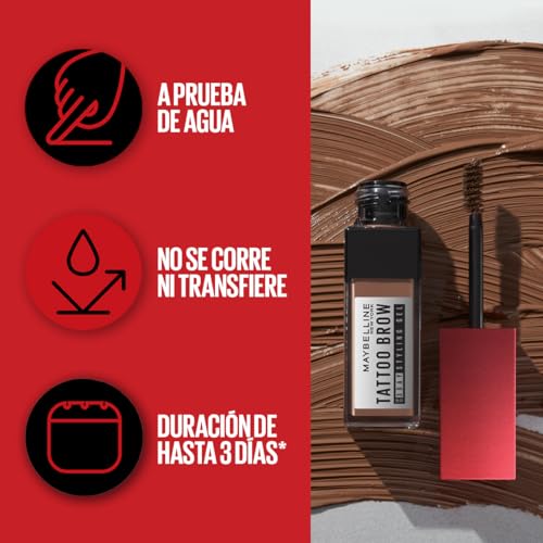 Maybelline Estilizador de cejas en gel de facil aplicación, Tattoo 3D tono Warm, 21g