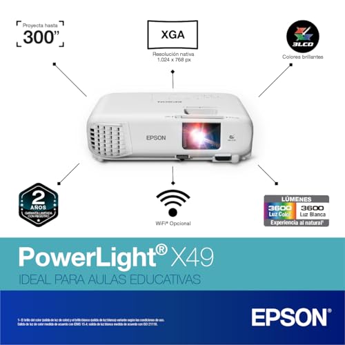 Proyector Portátil Epson PowerLite X49 XGA HDMI 3LCD