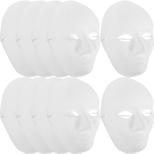 Amosfun 24piezas Máscara De Halloween Para Adultos Máscara Blanco De Papel Maché Para Pintar Diseño De Cara Completa Para Cosplay Y Fiesta Accesorio Para Mascaradas Y Fiestas De Halloween
