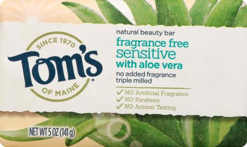 Tom's of Maine Natural Beauty Bar Soap with Aloe Vera, Fragrance Free, 5 oz