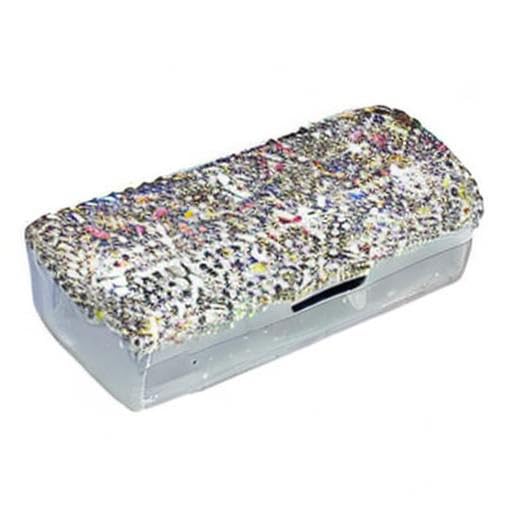 Bestbling Lipstick Bling Rhinestone Crystal Lipstick Case Organizador Caja con Espejo para Mujeres Lipstick Holder-Cosmetic Storage Kit, Plateado