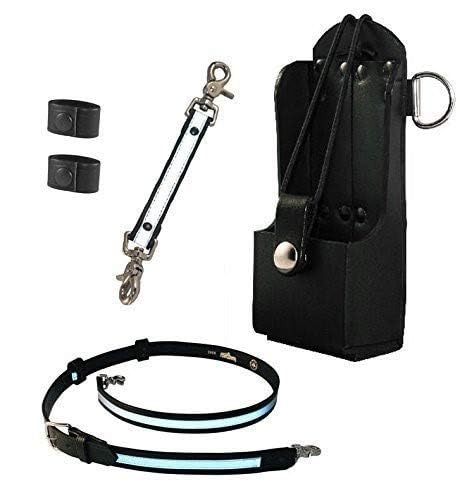 Boston - Paquete de piel para bomberos – Correa de radio/cinturón reflectante antirreflectante, soporte para radio de bomberos (para Motorola HT750 / HT1250), 2 cables
