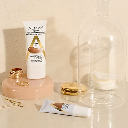 Base de maquillaje antienvejecimiento Almay Smart Shade Ageless con ácido hialurónico, niacinamida y vitaminas C y E - Tono 300 Medium - 1 oz - Hipoalergénica y sin fragancia - Ideal para pieles maduras - ¡Compra online ahora!