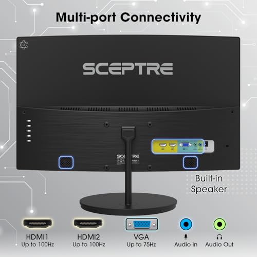 Monitor LED Curvado Sceptre Negro 27 Pulgadas FHD 1080p 75Hz HDMI VGA Altavoces Integrados 2019