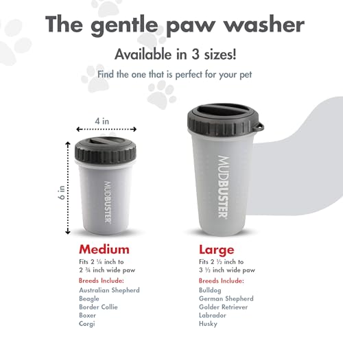 Dexas Lidded MudBuster Limpiador portátil para patas de perro, gris claro, mediano con tapa