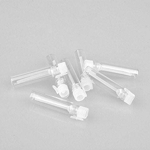 Enslz 1ml 100Pcs Mini Sample Cute Glass travel Oil Perfume Bottle With drop& Spray Empty Sample Bottle for Essential Oils Aromatherapy (1ml)