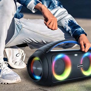 Select Sound Daewoo Bocina Portátil TWS Bass Boost Subwoofer Bluetooth Recargable, Sonido Envolvente, Luces Led contra Salpicaduras, Aux 3.5mm, Puerto USB y TF Micro SD, Radio FM