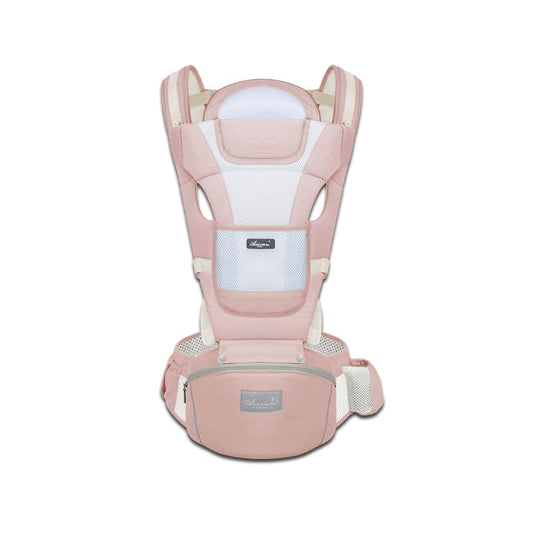 Mochila Portabebé Algodón Puro Ligera y Transpirable Gris con Asiento de Cadera Ajustable para Niños de 0 a 36 Meses