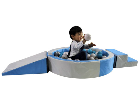 DIDJIG Alberca de Pelotas Perla-Azul+Rampa+Escalera+50 Pelotas