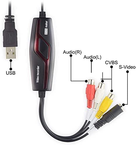 Convertidor VHS a Digital, Dispositivo de Tarjeta de Captura de Video, convertidor Digital VHS VCR Hi8 Mini DV a Mac, convertidor de Video RCA a USB para Reproductor de Cinta de TV, videocámara,