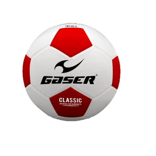 Gaser Balón Futbol Classic Laminado Mate (No. 5, Blanco con Rojo)