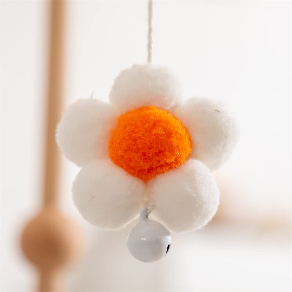 Móvil de bebé para cuna, moderno y bohemio para bebé, móvil de guardería para niña o niño, diseño de flores pequeñas, móvil de cuna para niños y niñas (blanco y negro)