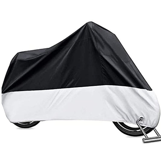 Funda para Motocicleta Impermeable Protector 190T - Polvo, Lluvia, escombros y Cubierta Resistente al Agua con protección UV para Motocicletas como Yamaha, Suzuki, Harley Honda(XXL Negro y Plata)