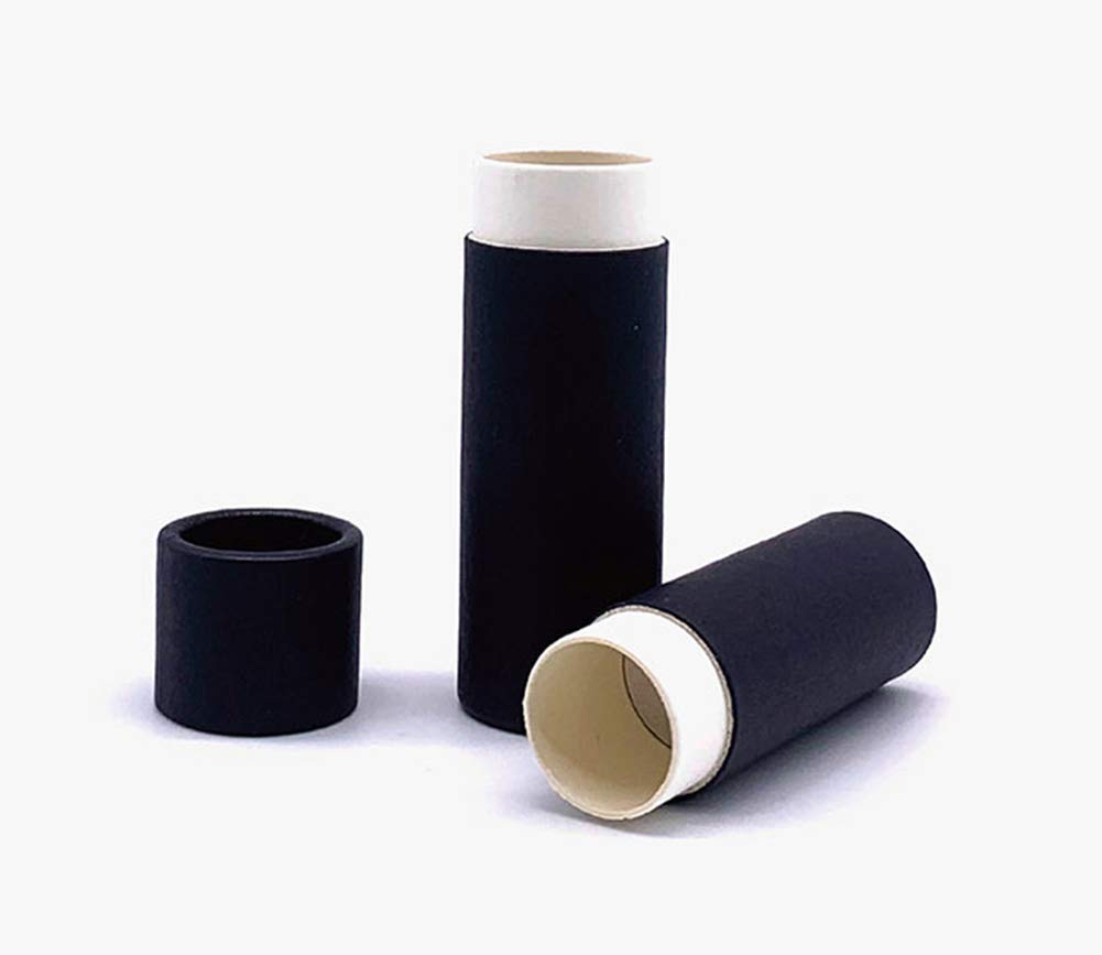 Healthcom 10 tubos de papel de cartón para bálsamo labial, tubo aspiradora de brillo labial, contenedor de cartón sólido, tubo redondo para muestras de cosméticos, desodorante, color negro