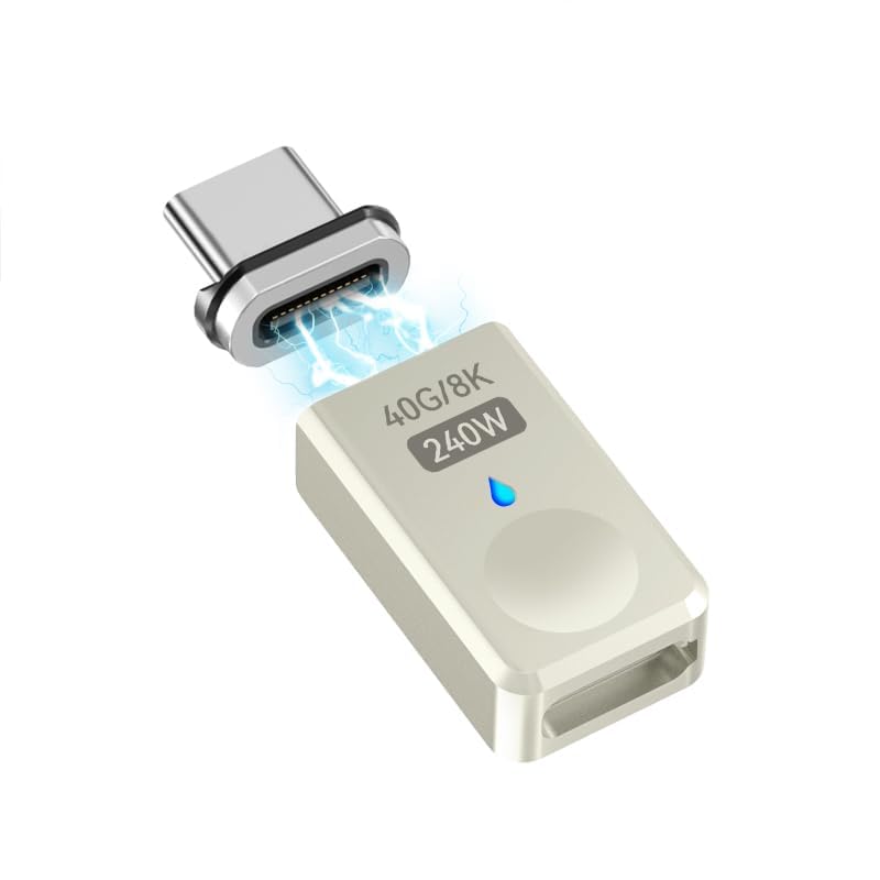 Adaptador Magnético USB C SHEEAST Plata 240W 24 Pines USB4 40Gbps 8K para iPhone 15 y Thunderbolt 3/4