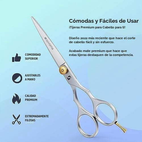 Tijeras de pelo Suvorna de 6 pulgadas para profesionales, barberos y peluqueros - tijeras de pelo para cortar, recortar y arreglar - tijeras de corte de pelo para hombres, mujeres, niños y adultos.