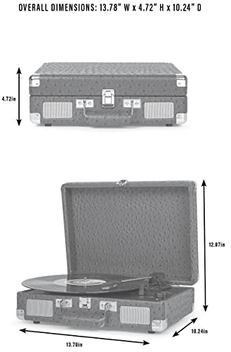 Crosley CR8005F-SG Cruiser Plus Vintage 3-Speed Bluetooth in/out Suitcase Turntable, Slate