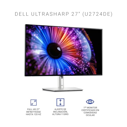 Dell Monitor de computadora 27" 2560 x 1440 Pixeles Quad HD LCD, UltraSharp U2724DE Negro, Plata