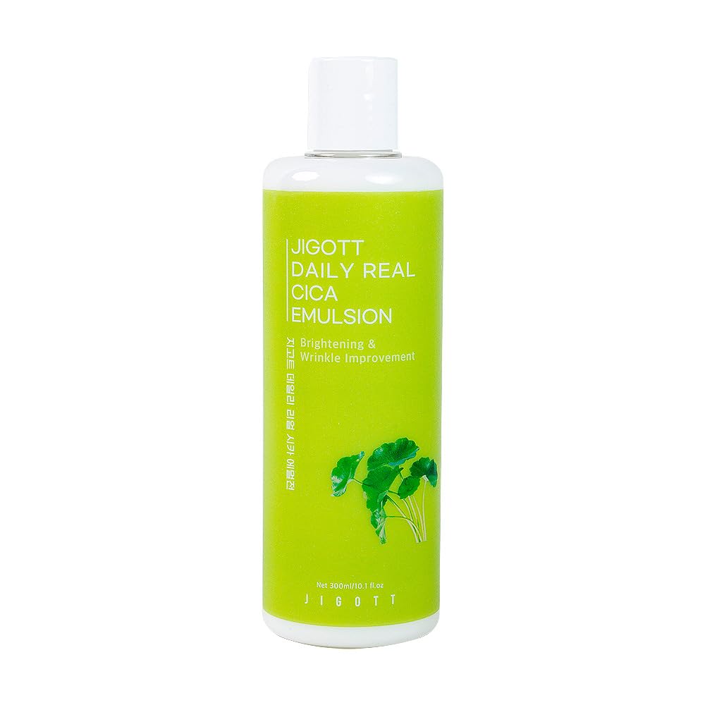 JIGOTT Emulsión hidratante de uso diario con extracto de cica, niacinamida, adenosina que protege, calma e hidrata la piel, contiene 300 ml. 10.1 fl oz, extracto de centella asiática, cosméticos coreanos