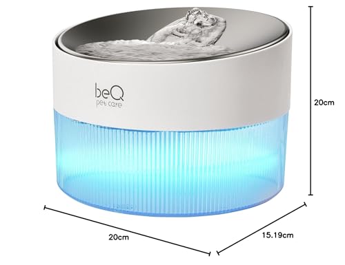 BEQ Fuente de agua automática para gatos, 2.5 l/84 onzas, dispensador de agua para mascotas, de acero inoxidable ultra silencioso, sin BPA, nivel de agua visible, con un filtro de gran tamaño, adecuado para gatos, perros pequeños y otras mascotas