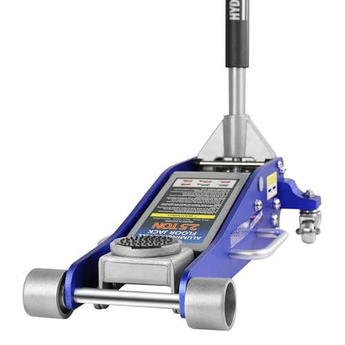 BouPower Gato hidráulico para Piso, hidráulico de Perfil bajo de Aluminio y Acero con Bomba de elevación rápida de Doble pistón, Capacidad de 2.5 toneladas (5 Libras), Color Azul