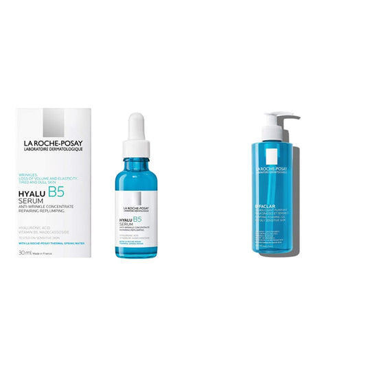 La Roche Posay Hyalu B5 Serum Facial de Acido Hialuronico con Vitamina B5 Puro. Suero Concentrado Antiarrugas, 30 ml + Effaclar Gel Purificante Gel Limpiador Facial para Piel Grasa, 400 ml