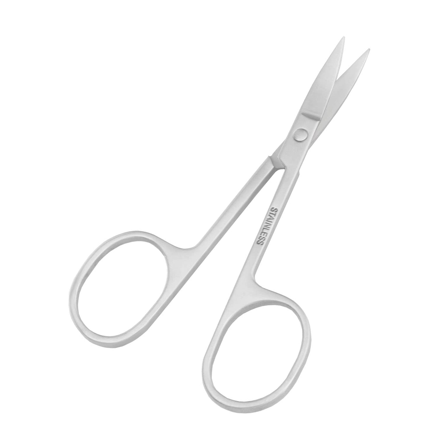 Motanar Tijeras para el pelo de la nariz, tijeras pequeñas, de acero inoxidable, punta curvada, para cejas, nariz, bigote, barba (puntas curvas)