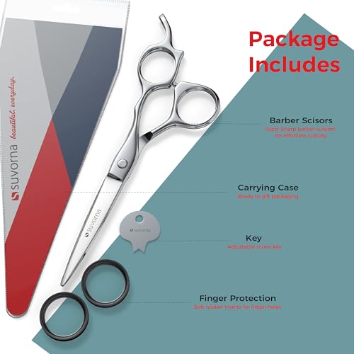 Tijeras de corte de pelo Suvorna de 6,5 pulgadas para profesionales, barberos y peluqueros, tijeras de pelo extremadamente afiladas para cortar y recortar, tijeras de pelo para mujeres y hombres.